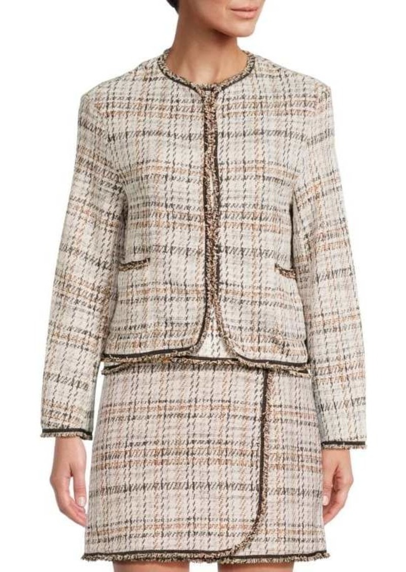 Max Studio Frayed Tweed Short Blazer