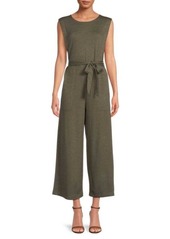 Max Studio French Terry Solid Belted Jumpsuit