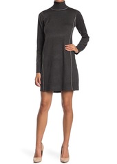 Max Studio Long Sleeve Contrast-Stitch Shift Sweater Dress