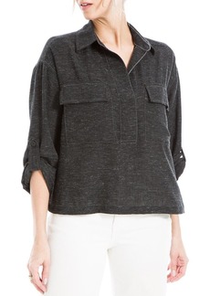 Max Studio 3/4-Sleeve Linen-Blend Top