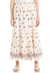 MAX STUDIO Bouquet Print Tiered Maxi Skirt in Ivory Bouquet at Nordstrom Rack