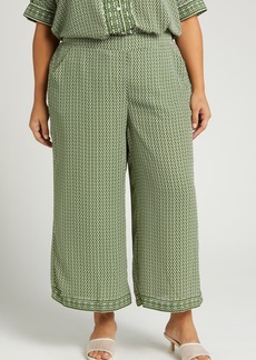 MAX STUDIO Crop Wide Leg Pants in Olive/Cream Dolly Chains at Nordstrom Rack