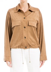 MAX STUDIO Faux Suede Bomber Jacket in Olive Tree at Nordstrom Rack