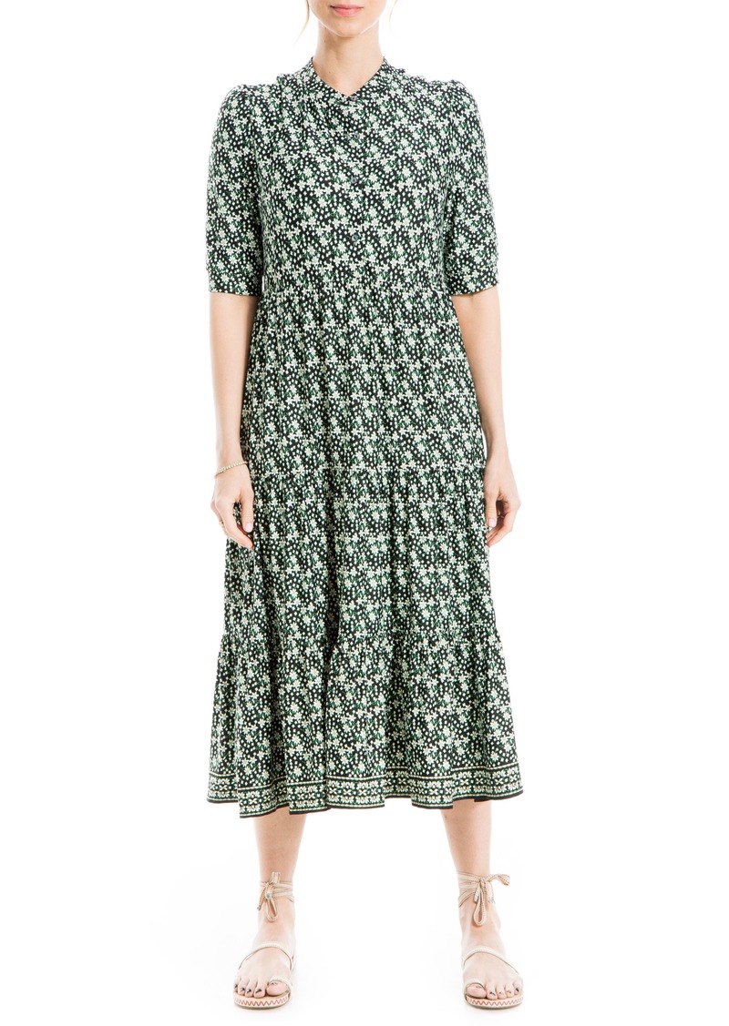 Max Studio MAX STUDIO Floral Button Front Baby Doll Dress in Black/green  Daisy Filled Flds at Nordstrom Rack