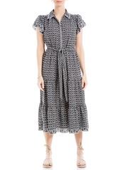 MAX STUDIO Floral Tie Front Shirtdress in Crmbkpbd at Nordstrom Rack