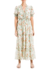 MAX STUDIO Floral Tiered Midi Dress in Mineral/Cobalt Rosy Toile at Nordstrom Rack