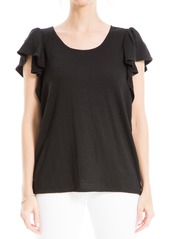 MAX STUDIO Flutter Sleeve Jersey Crinkle Top in Army at Nordstrom Rack