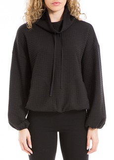 MAX STUDIO Funnel Neck Waffle Knit Pullover in Black at Nordstrom Rack