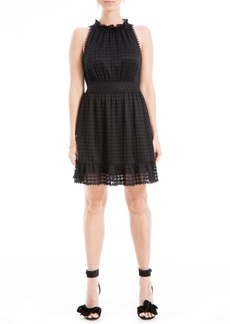 MAX STUDIO Houndstooth Lace Fit & Flare Dress in Black at Nordstrom Rack