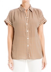 MAX STUDIO Patterned Short Sleeve Button-Up Shirt in Toast/Cream Dolly Chains at Nordstrom Rack