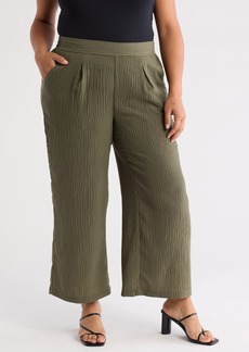 MAX STUDIO Pleat Front Wide Leg Gauze Pants in Olive at Nordstrom Rack