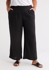 MAX STUDIO Pleat Front Wide Leg Gauze Pants in Olive at Nordstrom Rack