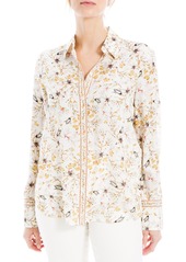 MAX STUDIO Printed Long Sleeve Button-Up Shirt in Cream/Army Sml Hxgn Lttce at Nordstrom Rack