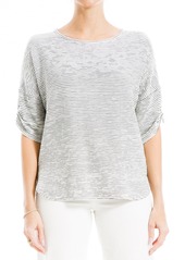 MAX STUDIO Ruched Sleeve Top in Black/White at Nordstrom Rack