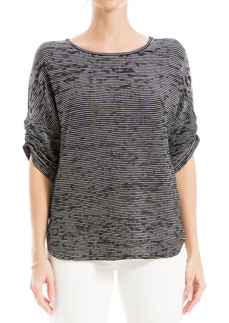MAX STUDIO Ruched Sleeve Top in Black/White at Nordstrom Rack