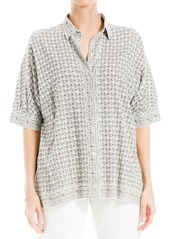 MAX STUDIO Scarf Print Button-Up Shirt in Cream/Black Shell Beads Link at Nordstrom Rack