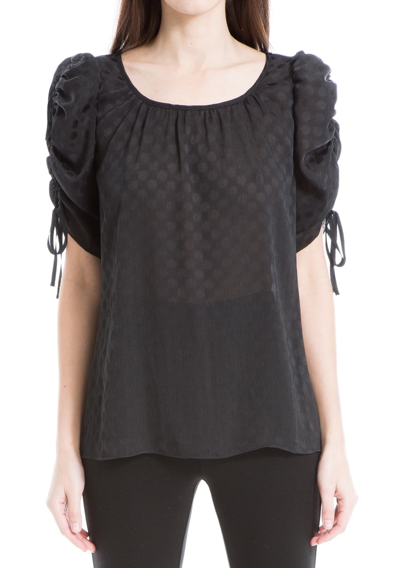 MAX STUDIO Spot Ruched Sleeve Top in Black at Nordstrom Rack