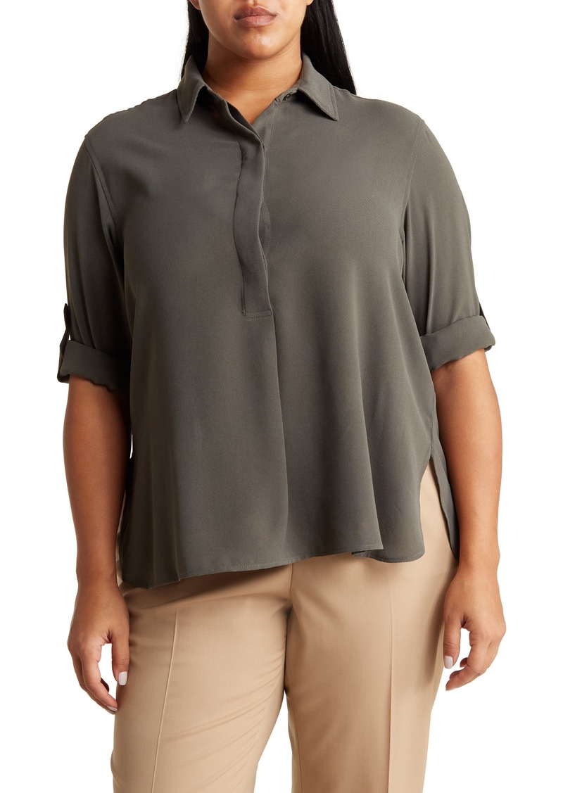 MAX STUDIO Textured Popover Tunic in Army at Nordstrom Rack