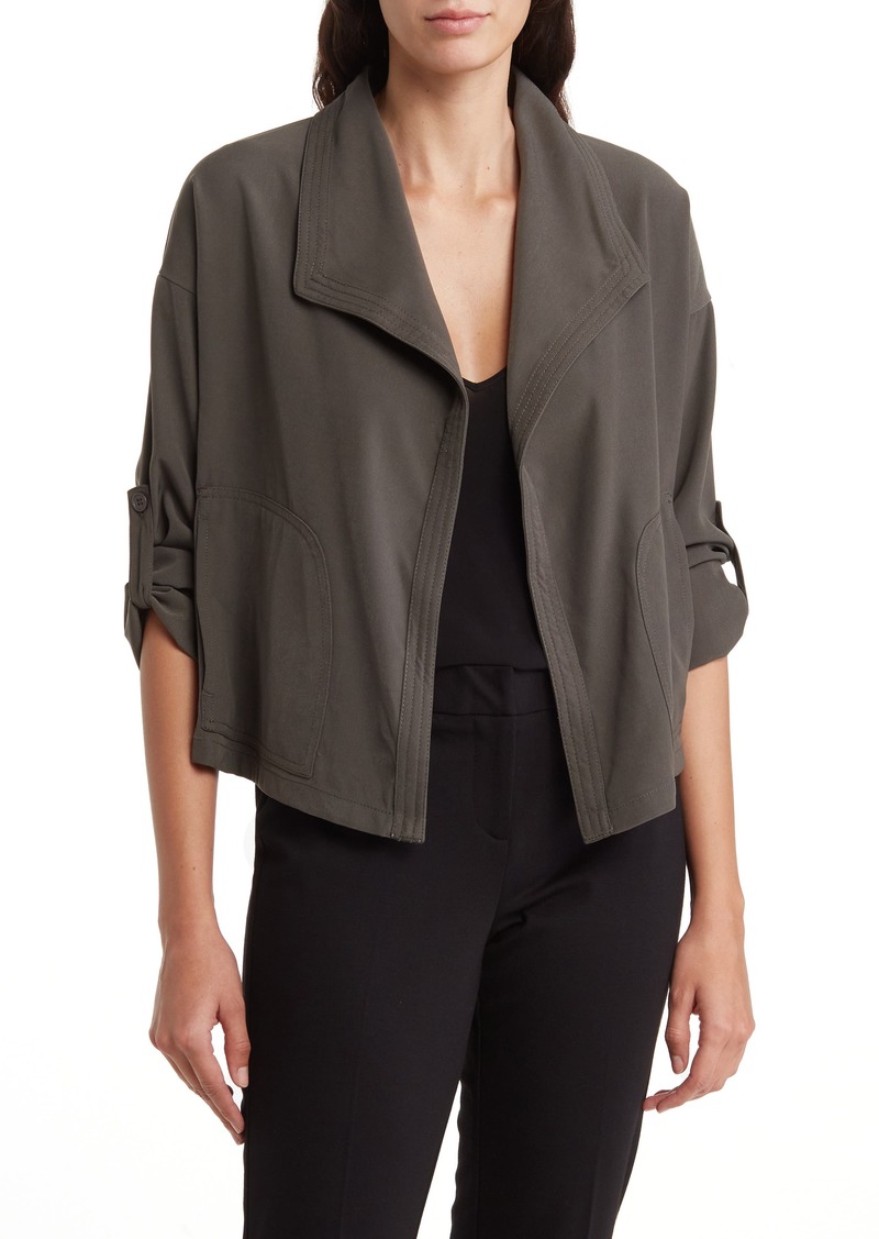 MAX STUDIO Twill Drape Front Short Jacket in Army at Nordstrom Rack