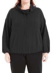 MAX STUDIO Waffle Knit Long Sleeve Pullover in Black at Nordstrom Rack