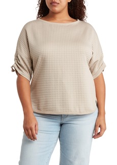 MAX STUDIO Waffle Knit Ruched Top in Sand at Nordstrom Rack