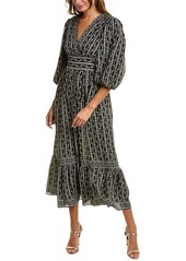 Max Studio Women's 3/4 Puff Sleeve V-Neck Maxi Dress