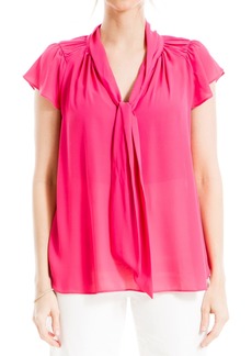 Max Studio Women's Cap Sleeve Neck Tie Blouse