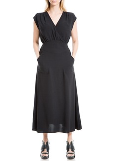 Max Studio Women's Cap Sleeve Pocket Midi Dress Black-Ww-25118 Extra Small