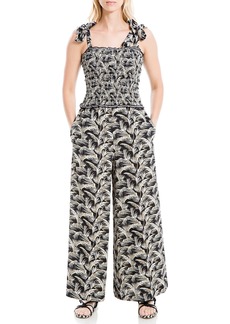 Max Studio Women's Crepe Smocked Top Jumpsuit  Extra Small