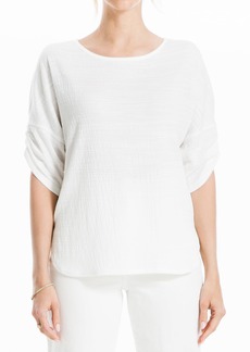 Max Studio Women's Crinkle Jersey Cinched Sleeve Knit Top