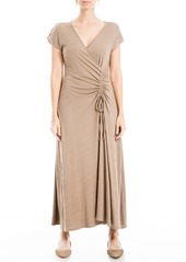 Max Studio Women's Crinkled Jersey Side Ruched Midi Dress Mocha-0T73