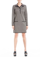 Max Studio Women's Double Knit Long Sleeve Shirt Dress Taupe/Black Check-Yhy1651