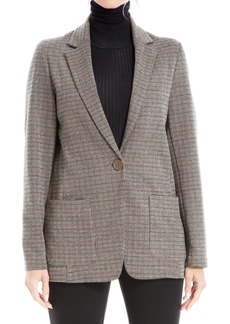 Max Studio Women's Double Knit One Button Blazer Taupe/Rust/Black Houndstooth Grid-Ym-Xy211202