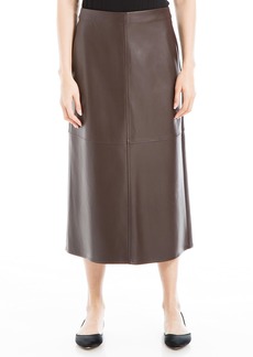 Max Studio Women's Faux Leather A-Line Midi Skirt