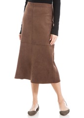 Max Studio Women's Faux Suede High Waist A-Line Midi Skirt US