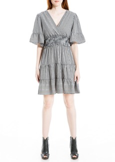Max Studio Women's Flutter Sleeve Tiered Short Dress