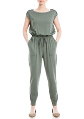 Max Studio Women's French Terry S/L Button Shoulders Crop Jumpsuit  Extra Smll