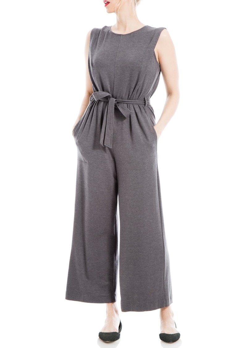 Max Studio Women's French Terry Jumpsuit Waist Tie Size