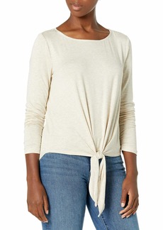 Max Studio Women's Front Tie Long Sleeve Jersey Knit Top  Extra Small