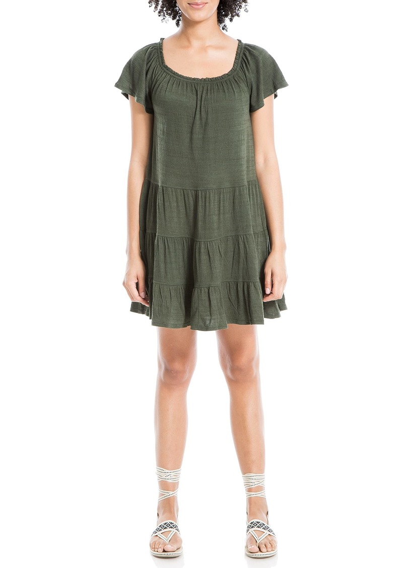 Max Studio Women's Jersey Sleeve Tiered Short Dress Cypress-0T73 Extra Small