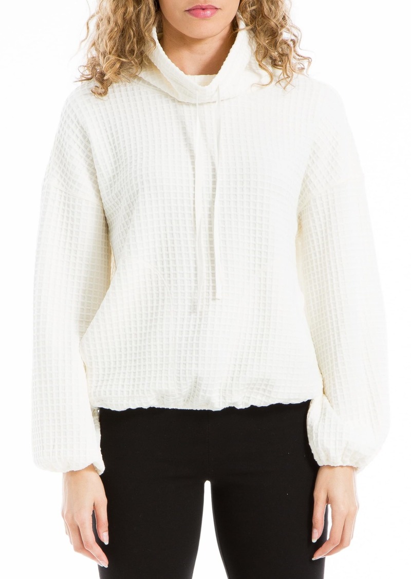 Max Studio Women's Long Sleeve Cowl Neck Waffle Knit Pullover US  Ivory