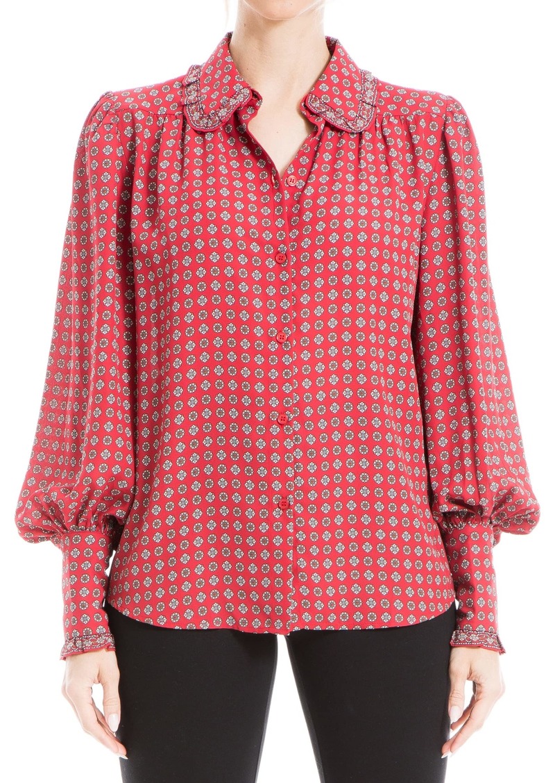 Max Studio womens Long Sleeve Collar Button Down Blouse   US