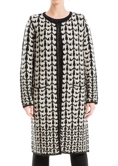 Max Studio Women's Abstract Print Long Knit Sweater Coat with Pockets