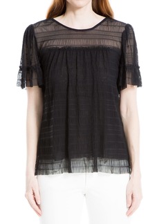Max Studio womens Mesh Lace Short Sleeve Knit Top Shirt   US