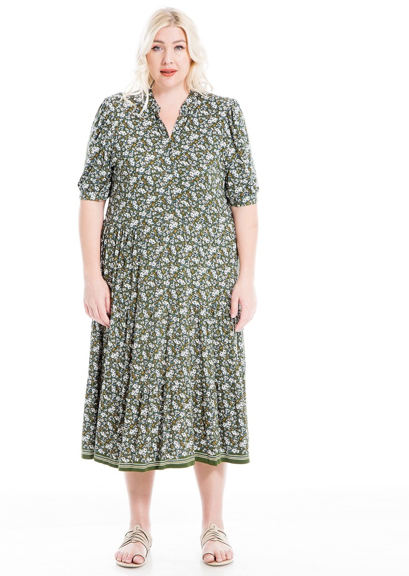 Max Studio Women's Plus Size Button Front Knit Midi Dress