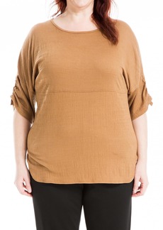 Max Studio Women's Plus Size Cinched Sleeve Knit Top