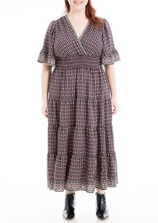 Max Studio Women's Plus Size Crepe Bell Sleeve Smocked Waist Maxi Dress