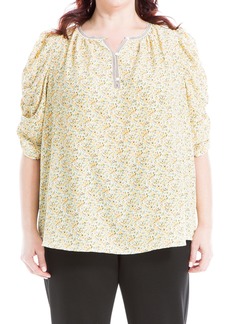 Max Studio Women's Plus Size Ruched Short Sleeve Top