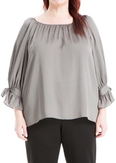 Max Studio Women's Plus Size Satin Tie Sleeve Blouse