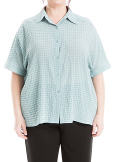 Max Studio Women's Plus Size Short Sleeve Button Front Collar Shirt